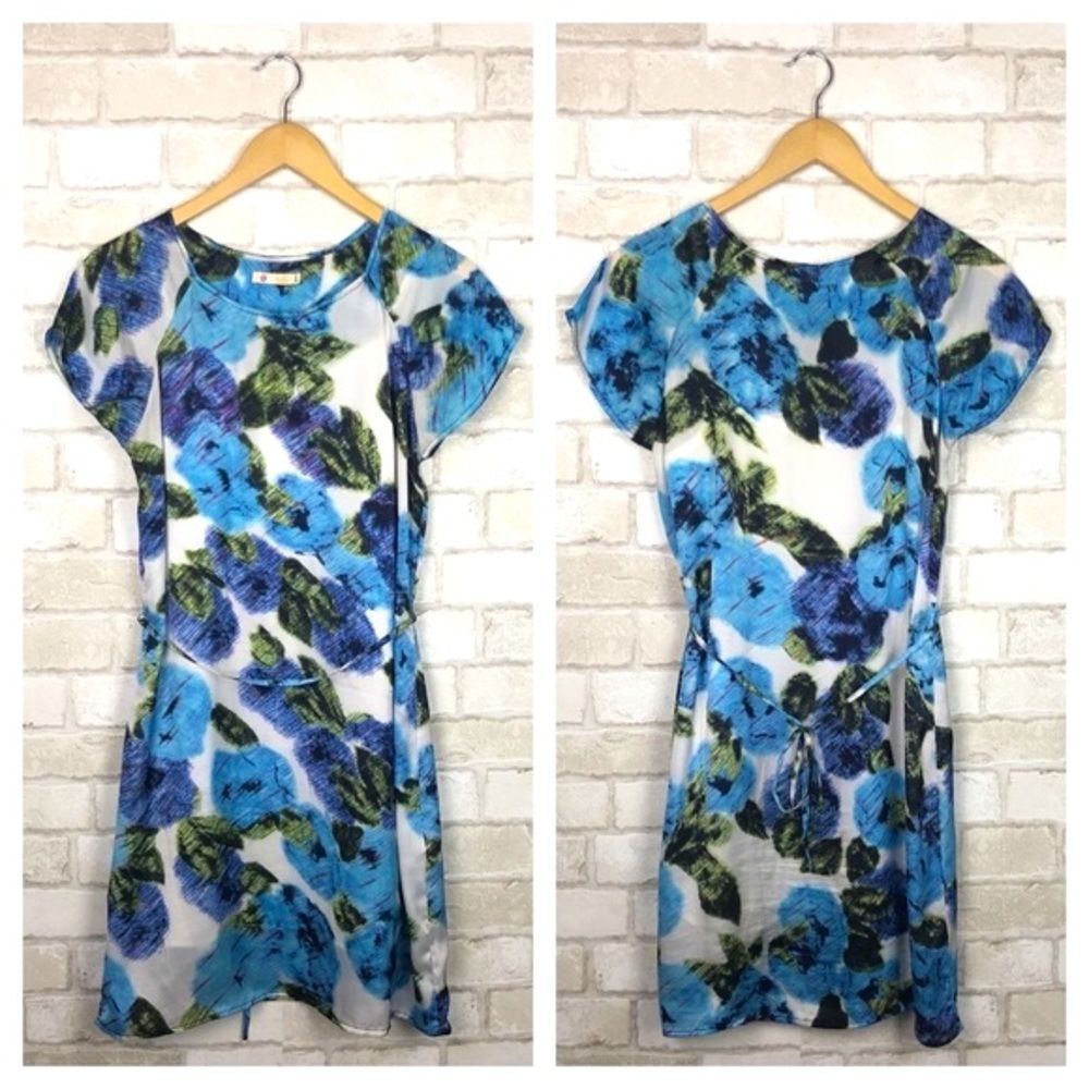 Anthropologie Tulle Floral Semi-sheer Dress Size L
